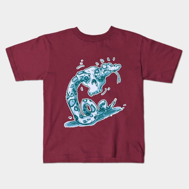 clumsy rattlesnake stuck while trying to pass through into skull Kids T-Shirt by anticute